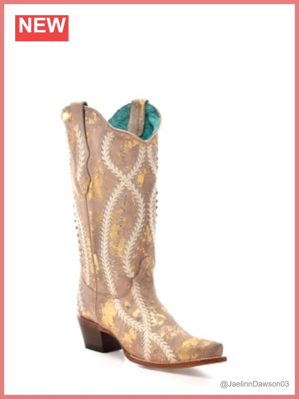 Leather Western Equestrian Boots Snip Toe Cuban Heel Calf High